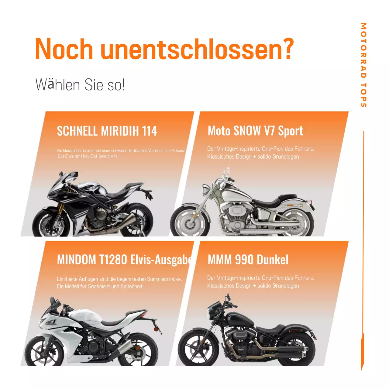 Orange moderne Motorradwerbung