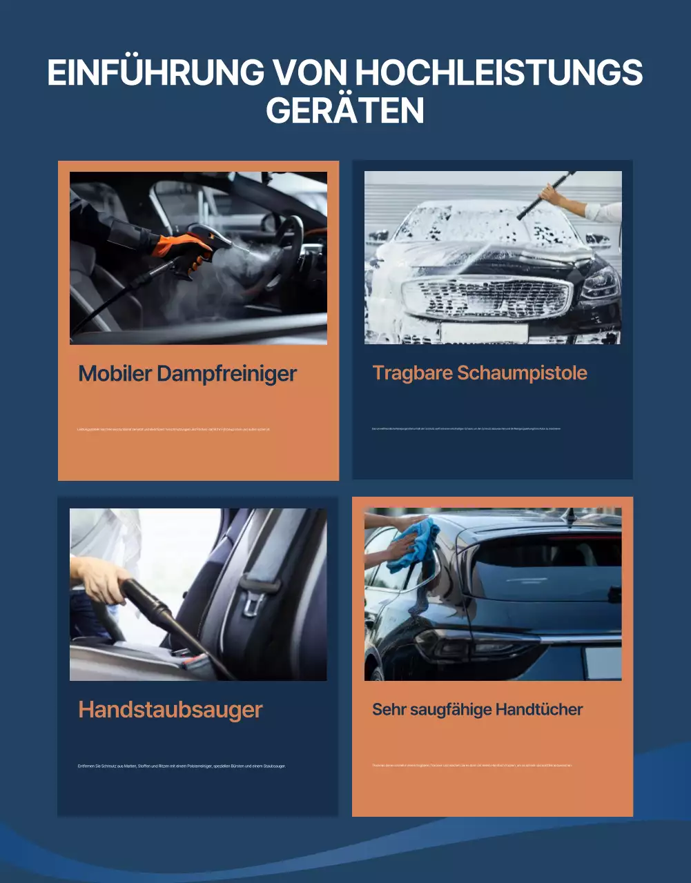 Blaue, moderne Werbung für mobile Autowaschanlagen