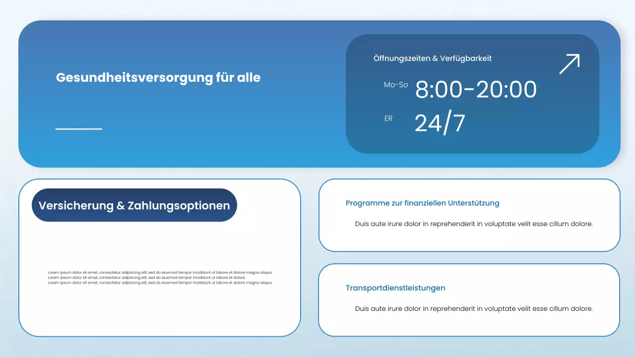 Blaues modernes Krankenhausprofil Präsentation