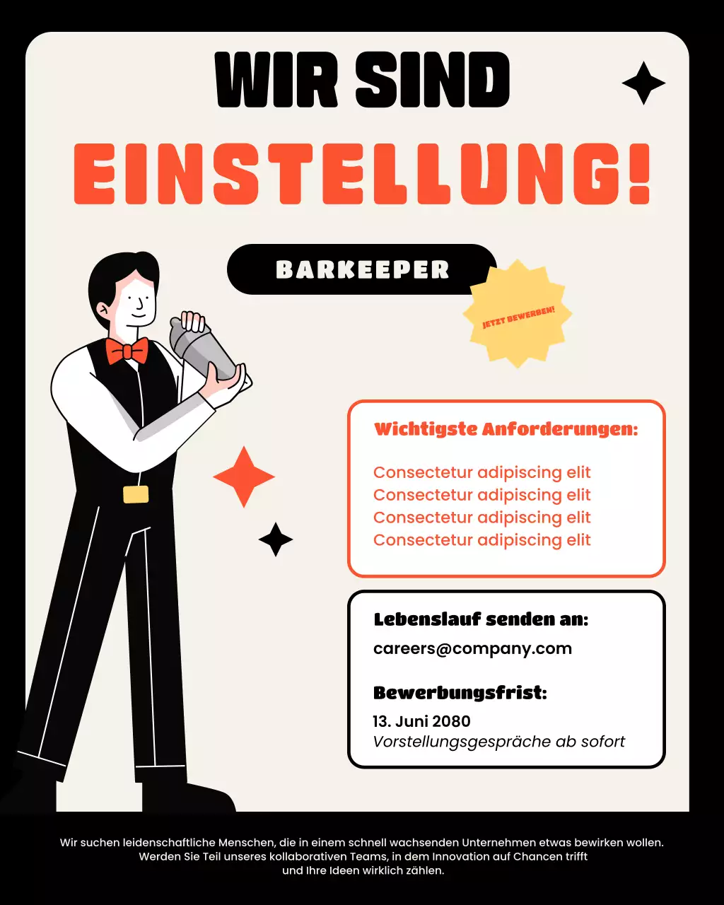 orangefarbene, moderne Einstellungsankündigung
