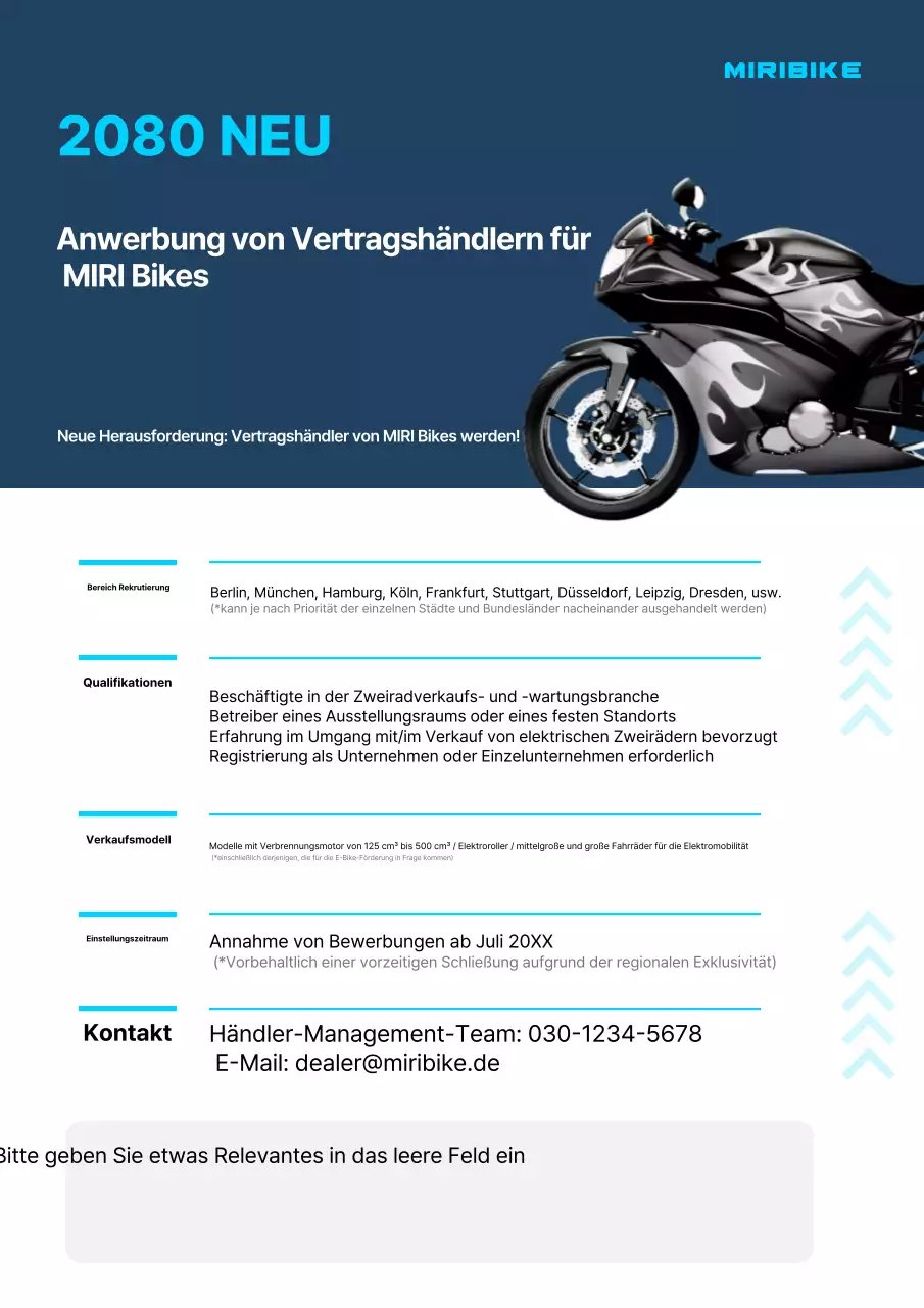 Blue Modern Motorcycle Dealer Recruitment