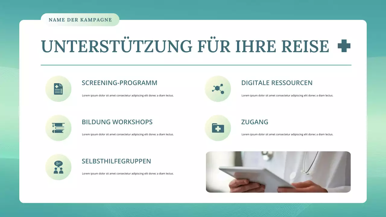 blaugrüner Vortrag über moderne Gesundheit