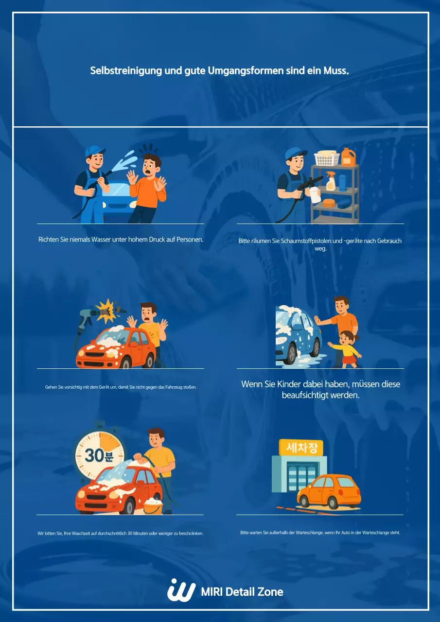 Sicherheitsrichtlinien für die Autowäsche von Blue Clean