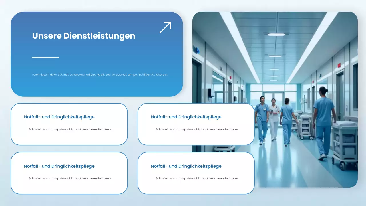 Blaues modernes Krankenhausprofil Präsentation