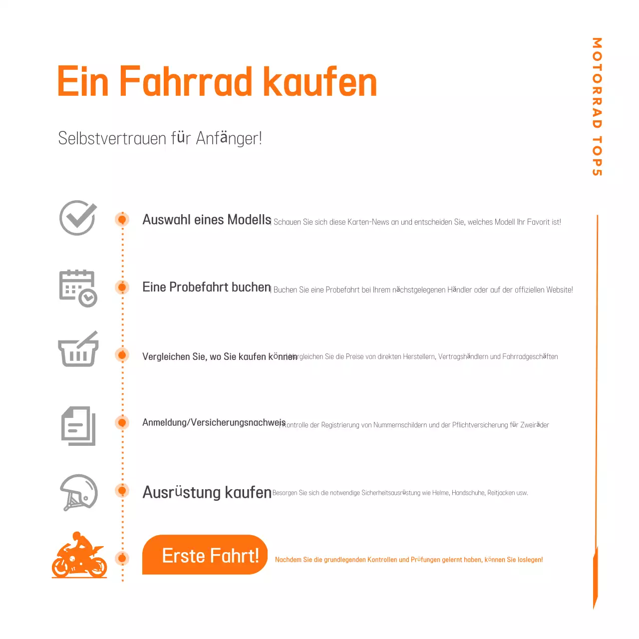 Orange moderne Motorradwerbung