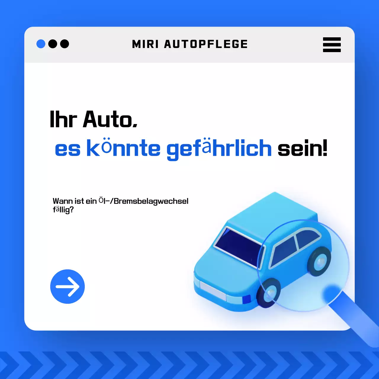 Blaue moderne Autosicherheitsaktion