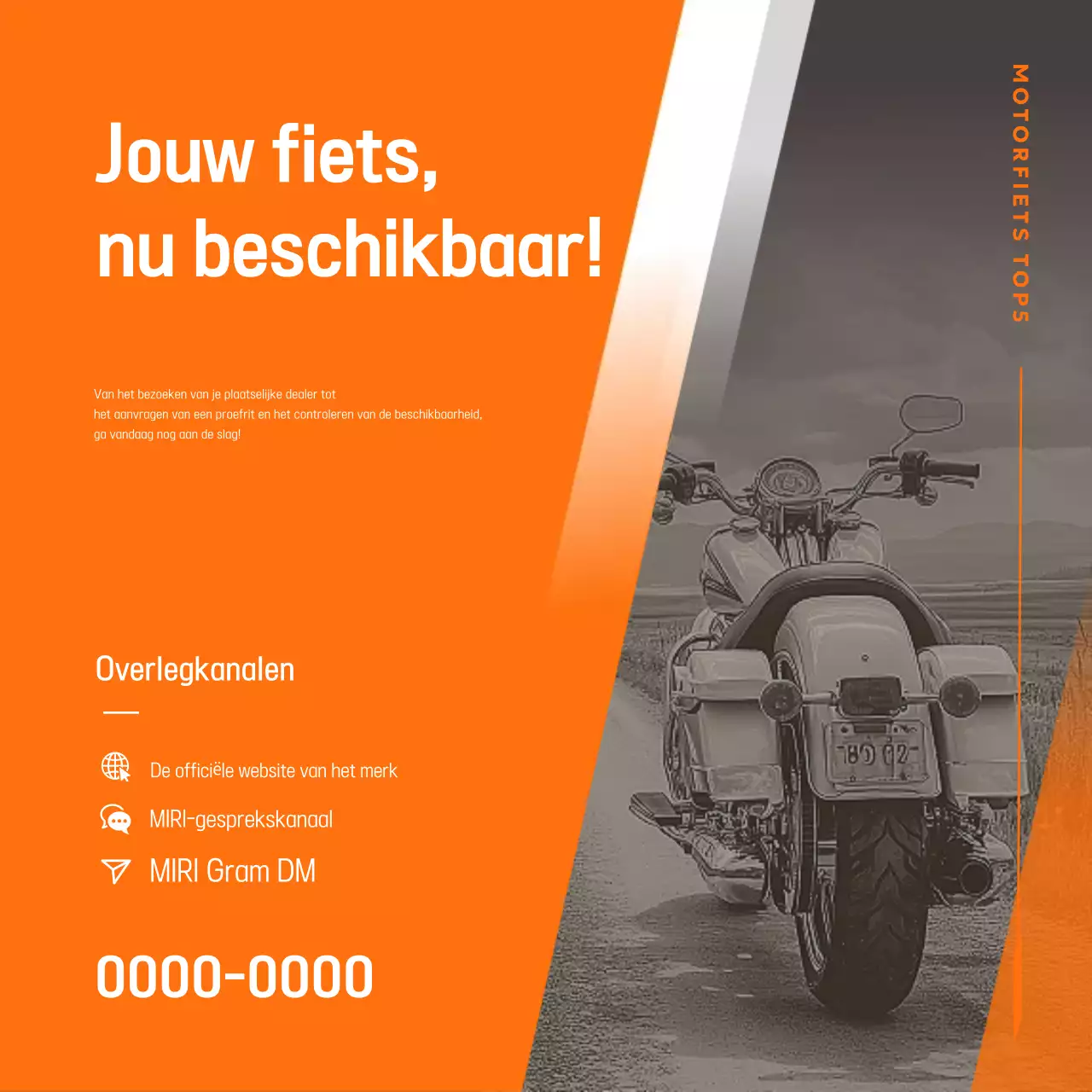 Oranje moderne motorfietsadvertentie