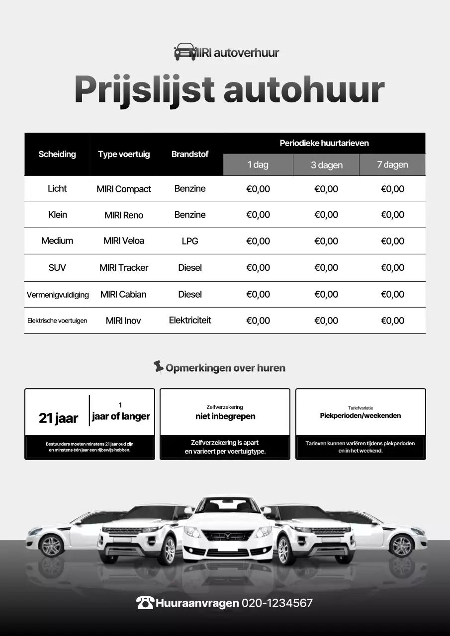 Advertentie voor Gray Basic autoverhuur