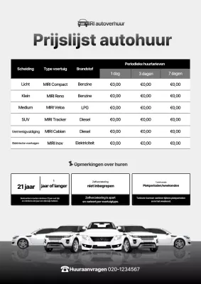 Advertentie voor Gray Basic autoverhuur