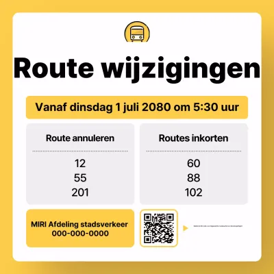Gele eenvoudige busroutewijzigingsbericht