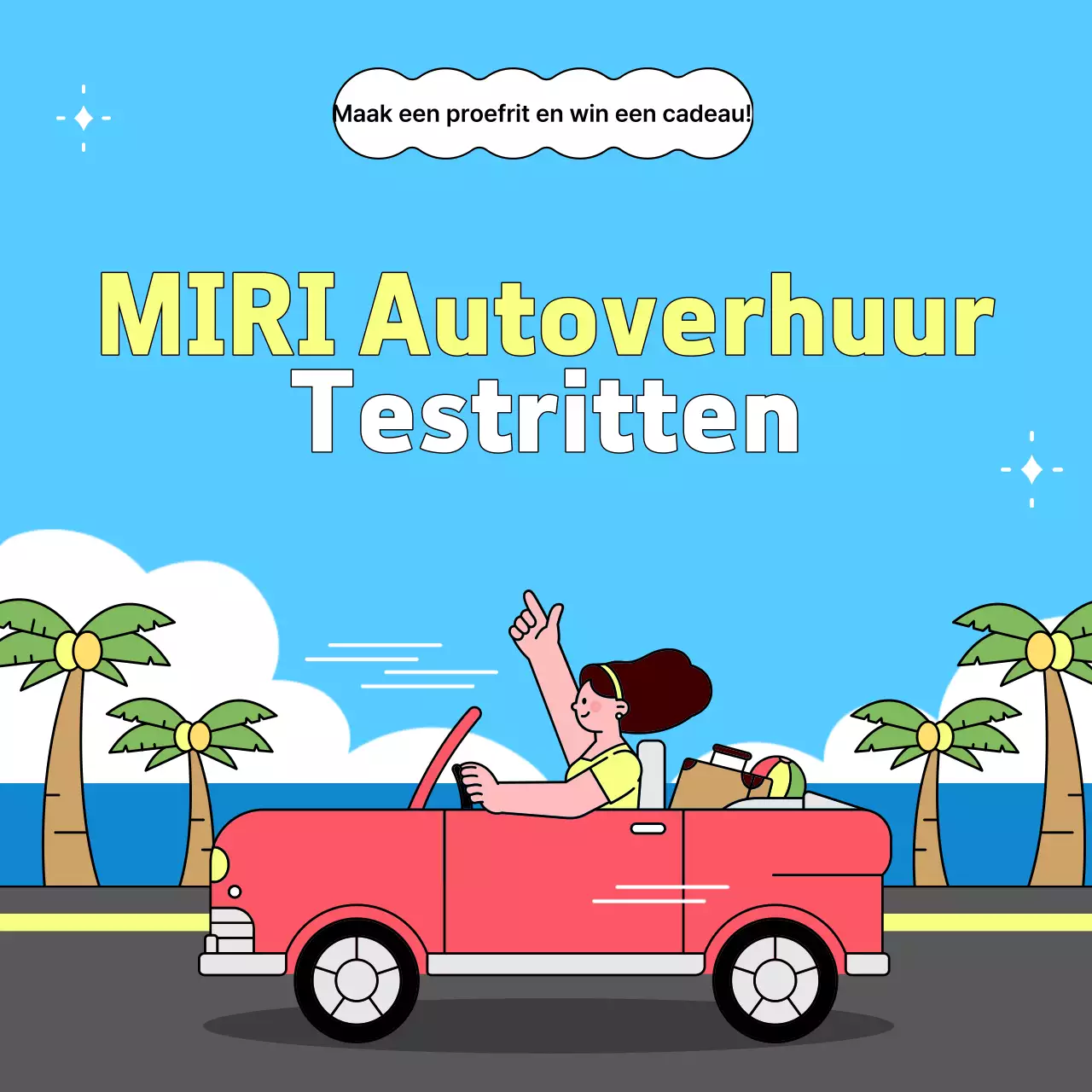 Promotie van het Sky Blue Pop huurauto proefrit evenement