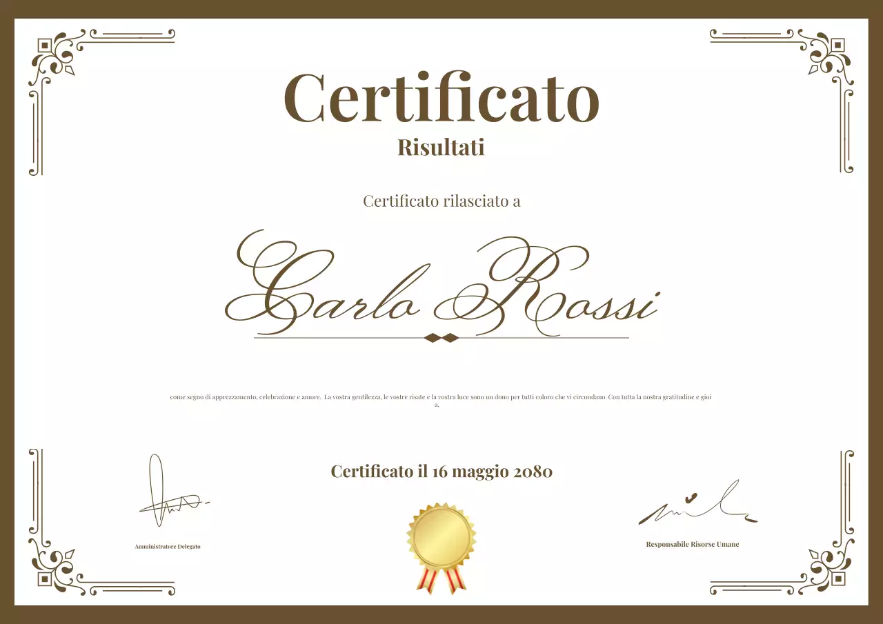 Poster del certificato di conseguimento classico Brown