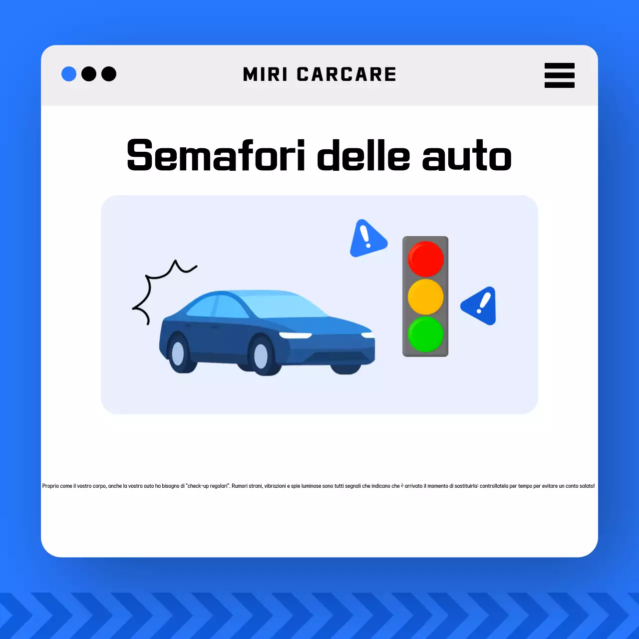 Promozione sulla sicurezza delle auto moderne blu