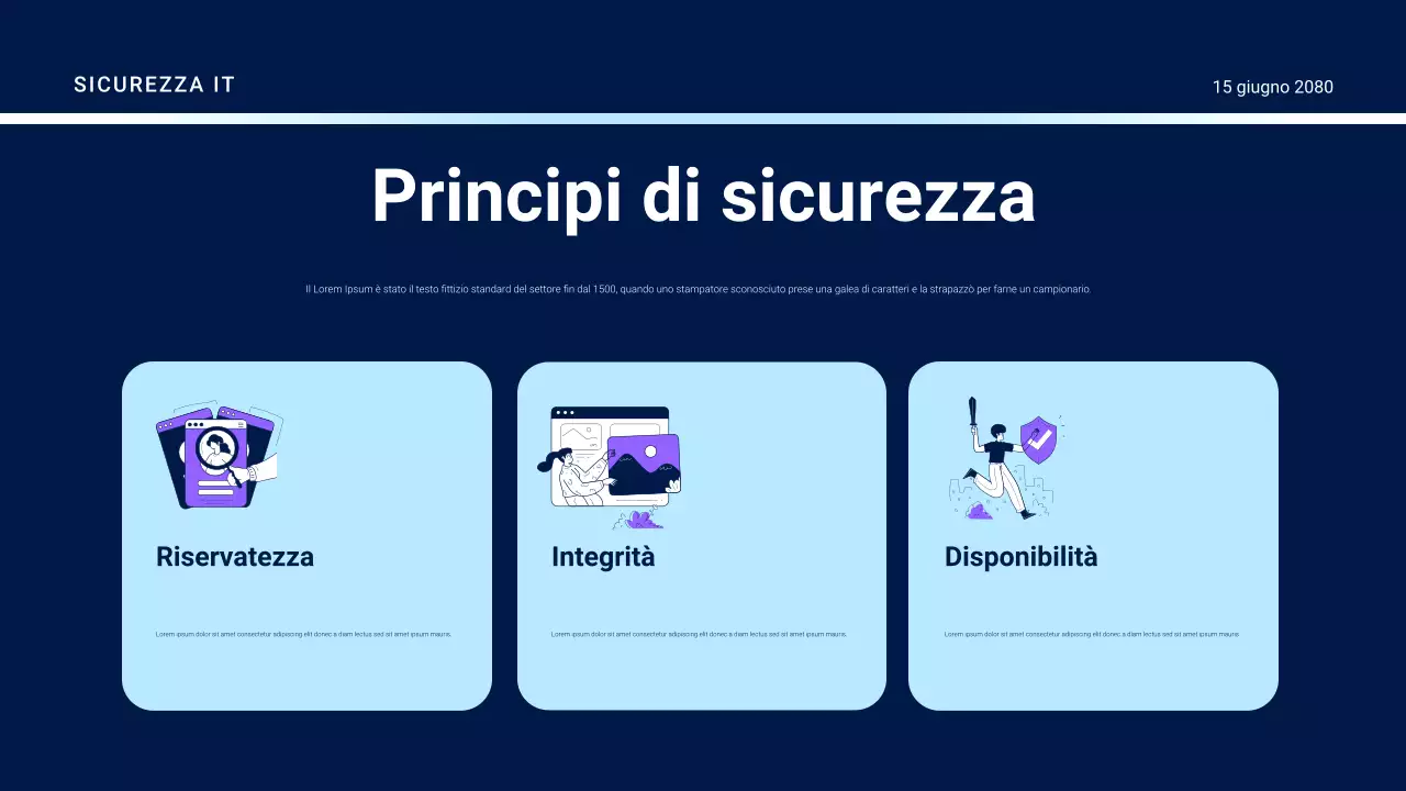 Presentazione della guida alla sicurezza futuristica viola