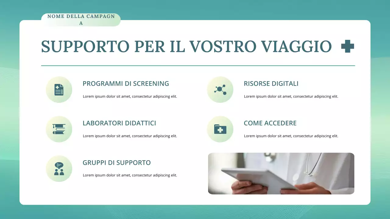 conferenza sulla salute moderna verde acqua