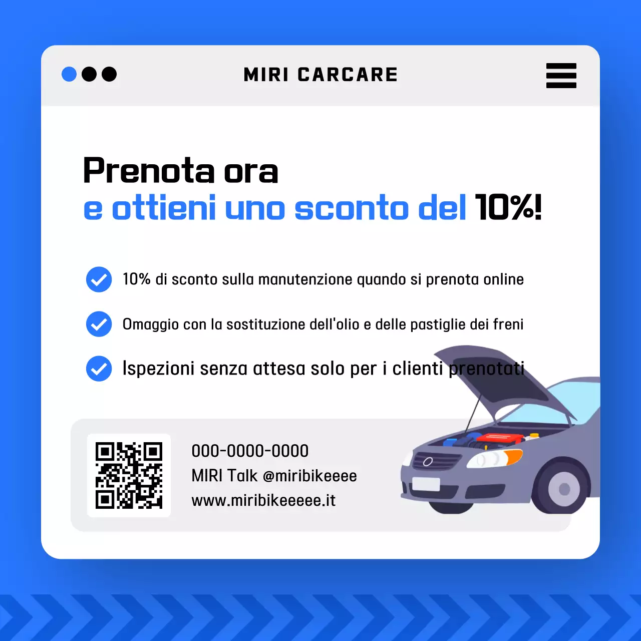 Promozione sulla sicurezza delle auto moderne blu