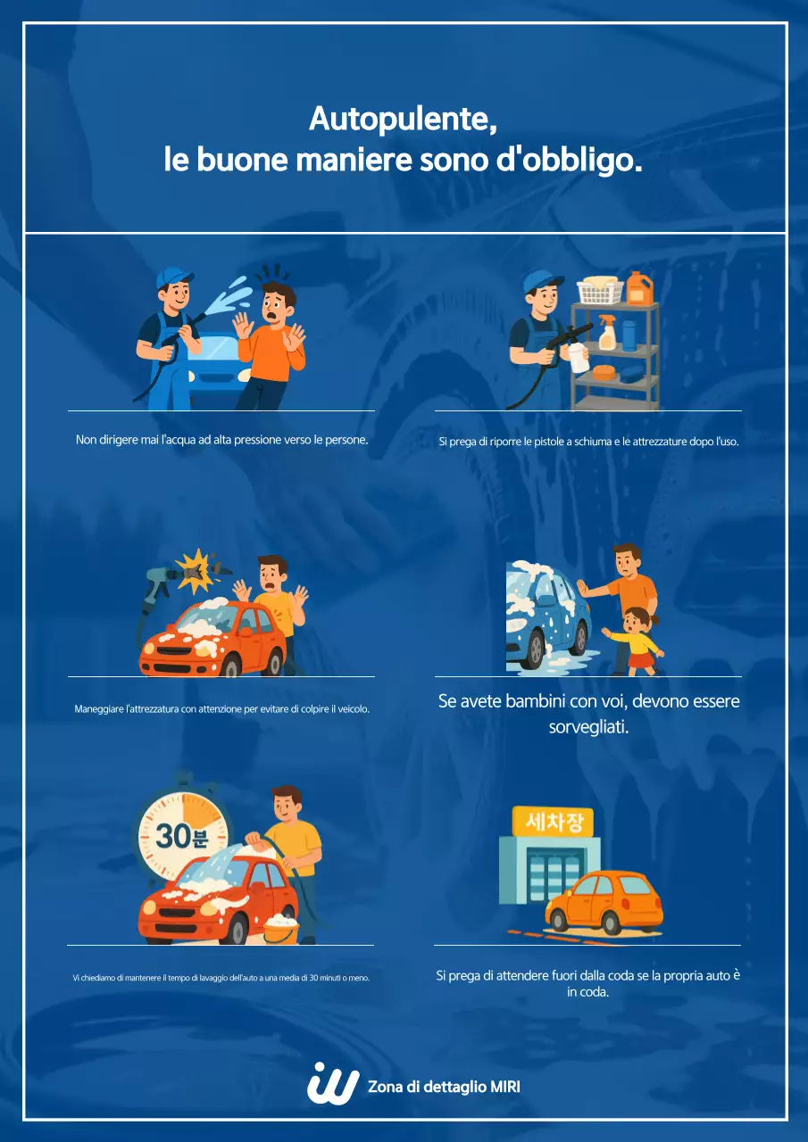 Linee guida per la sicurezza dell'autolavaggio Blue Clean