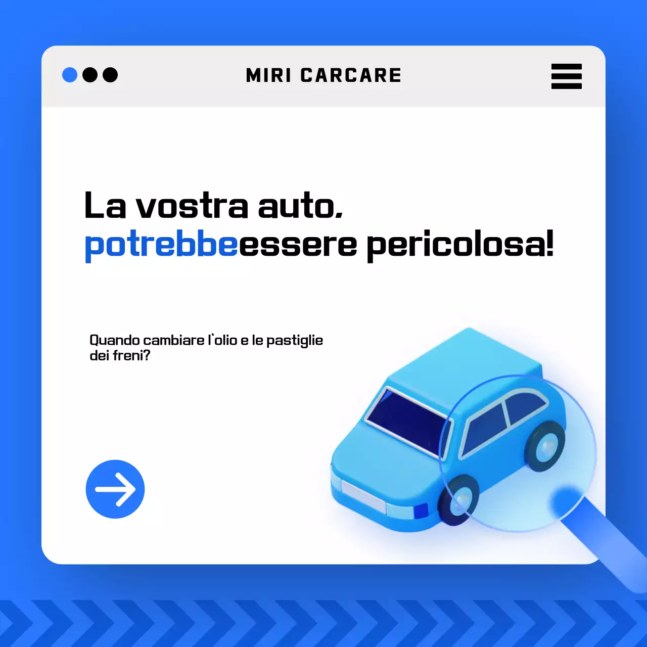 Promozione sulla sicurezza delle auto moderne blu