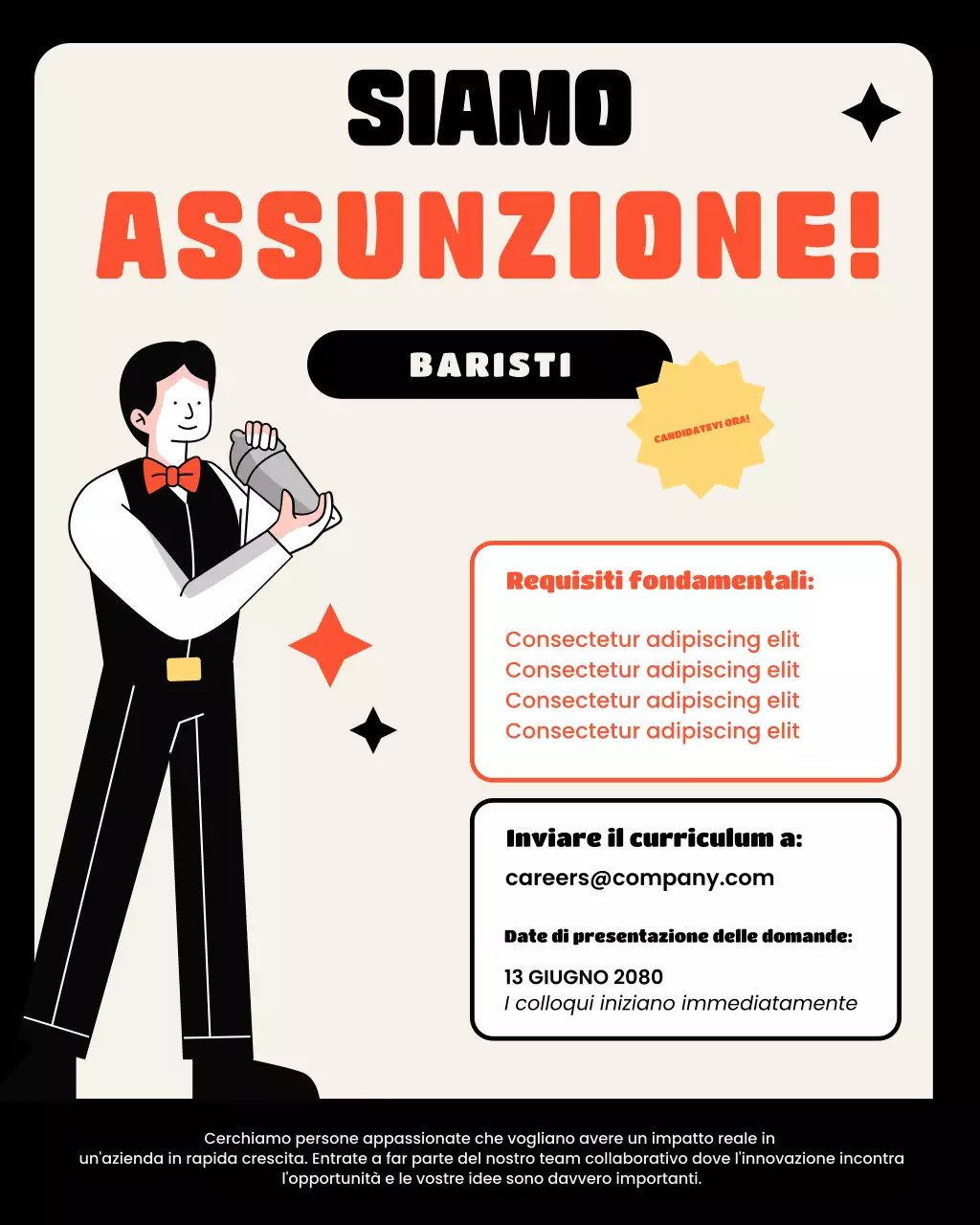 annuncio di assunzione moderno arancione