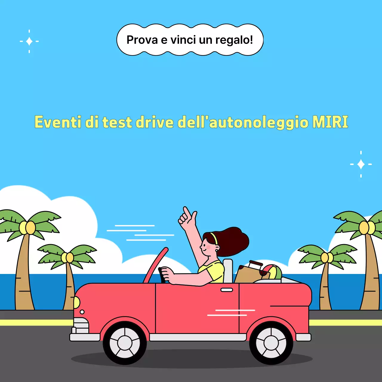 Promozione dell'evento di prova su strada dell'auto a noleggio Sky Blue Pop