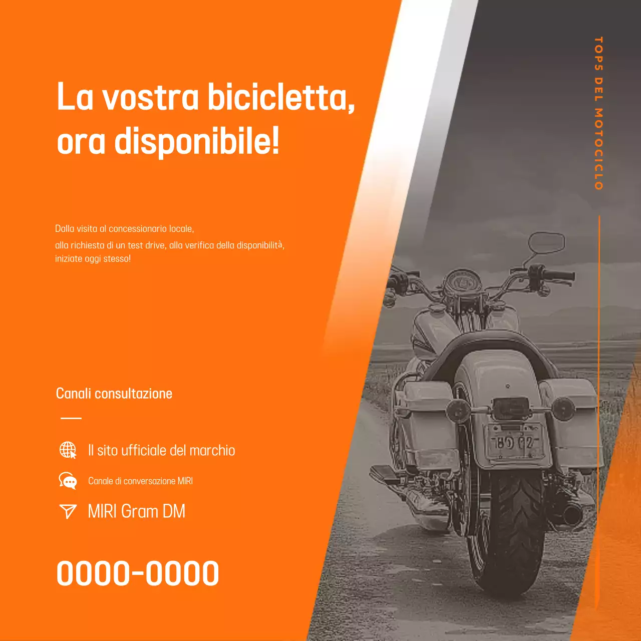 Pubblicità di motocicletta moderna arancione