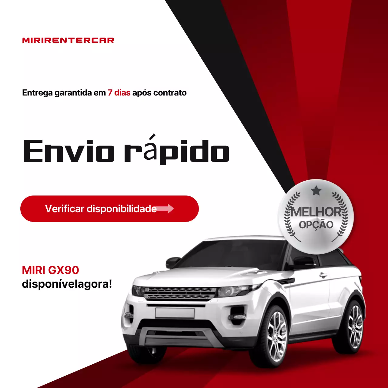 Anúncio de aluguel de carros modernos vermelhos