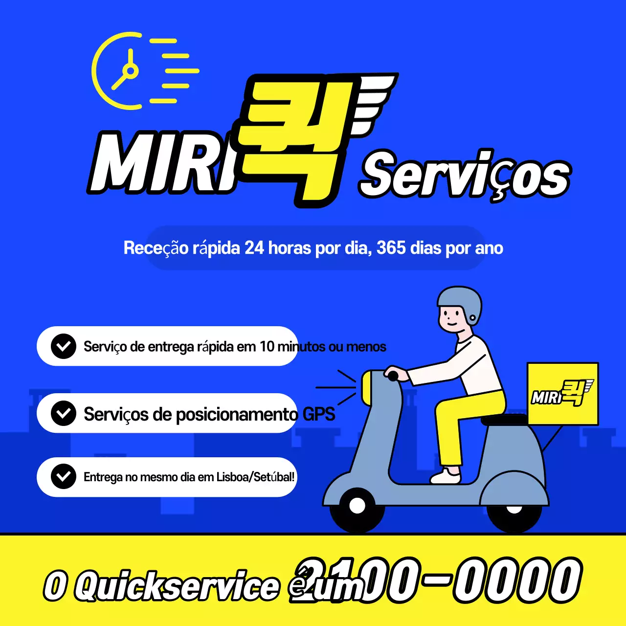 Promoção de serviço rápido de entrega moderna azul