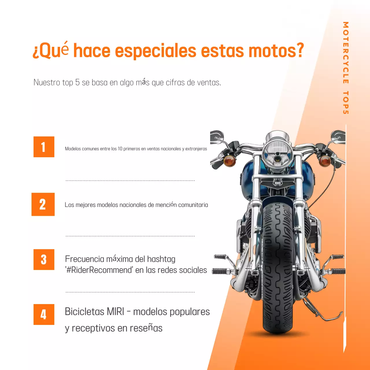 Anuncio de motocicleta moderna de color naranja