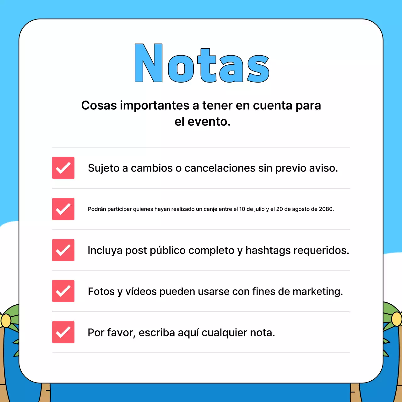 Promoción del evento de prueba de manejo de autos de alquiler Sky Blue Pop