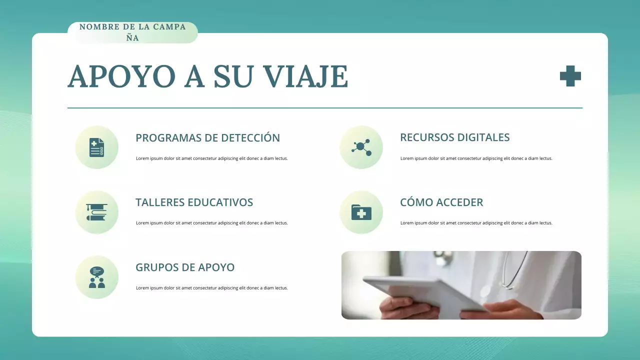 Conferencia sobre salud moderna en verde azulado