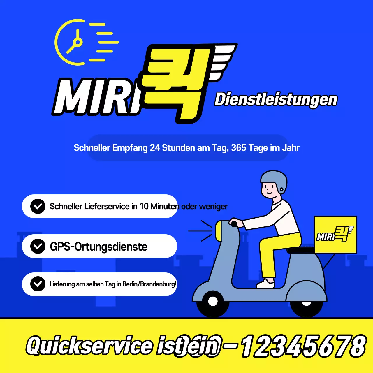 Blaue moderne Schnelllieferungs-Service-Aktion