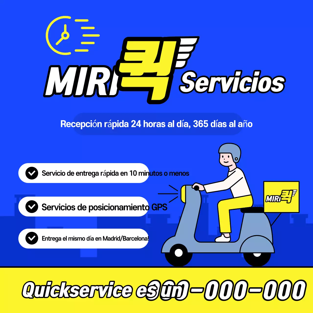 Promoción de servicio rápido de entrega moderna azul