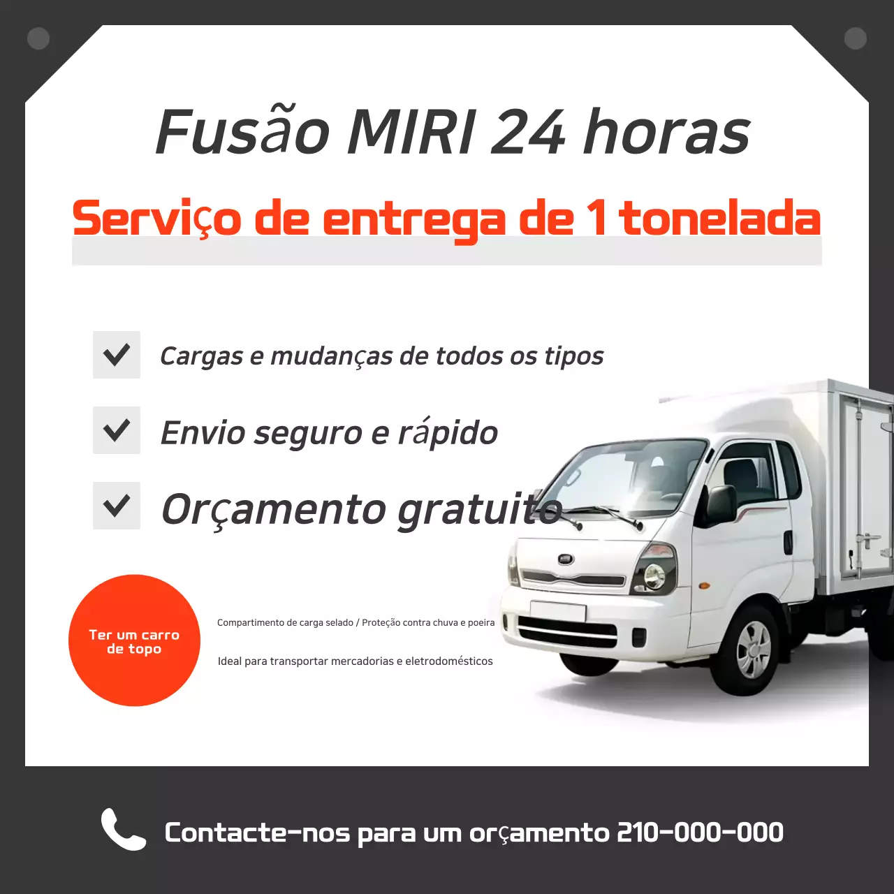Anúncio de caminhão simples de 1 tonelada laranja