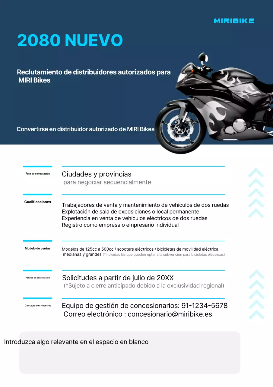 Reclutamiento de concesionarios de motocicletas Blue Modern