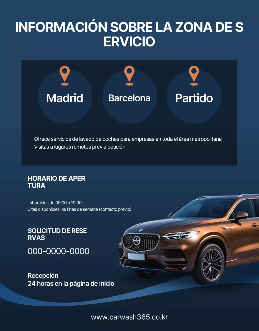 Anuncio de lavado de autos móvil moderno azul