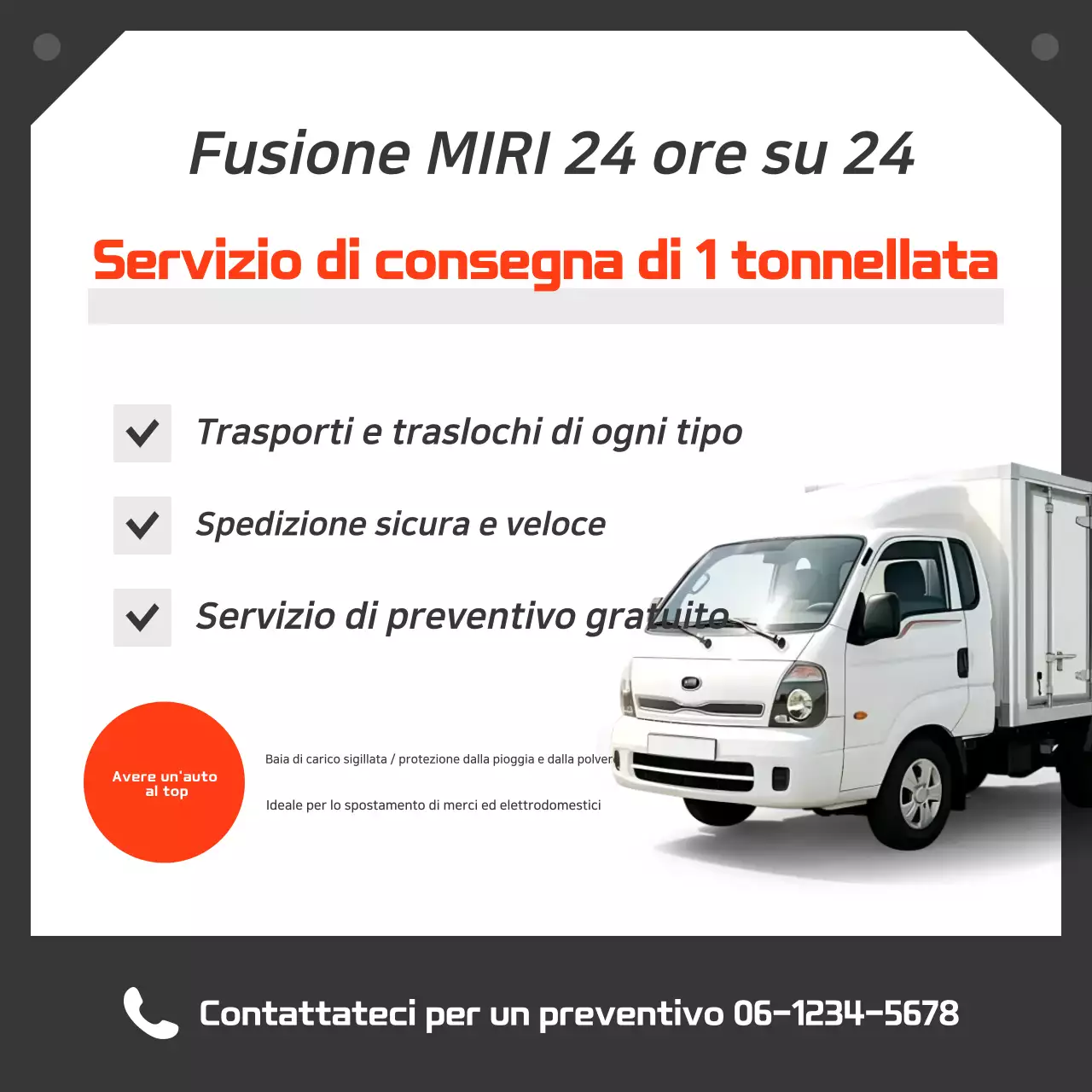 Pubblicità di autotrasporti Orange Simple da 1 tonnellata