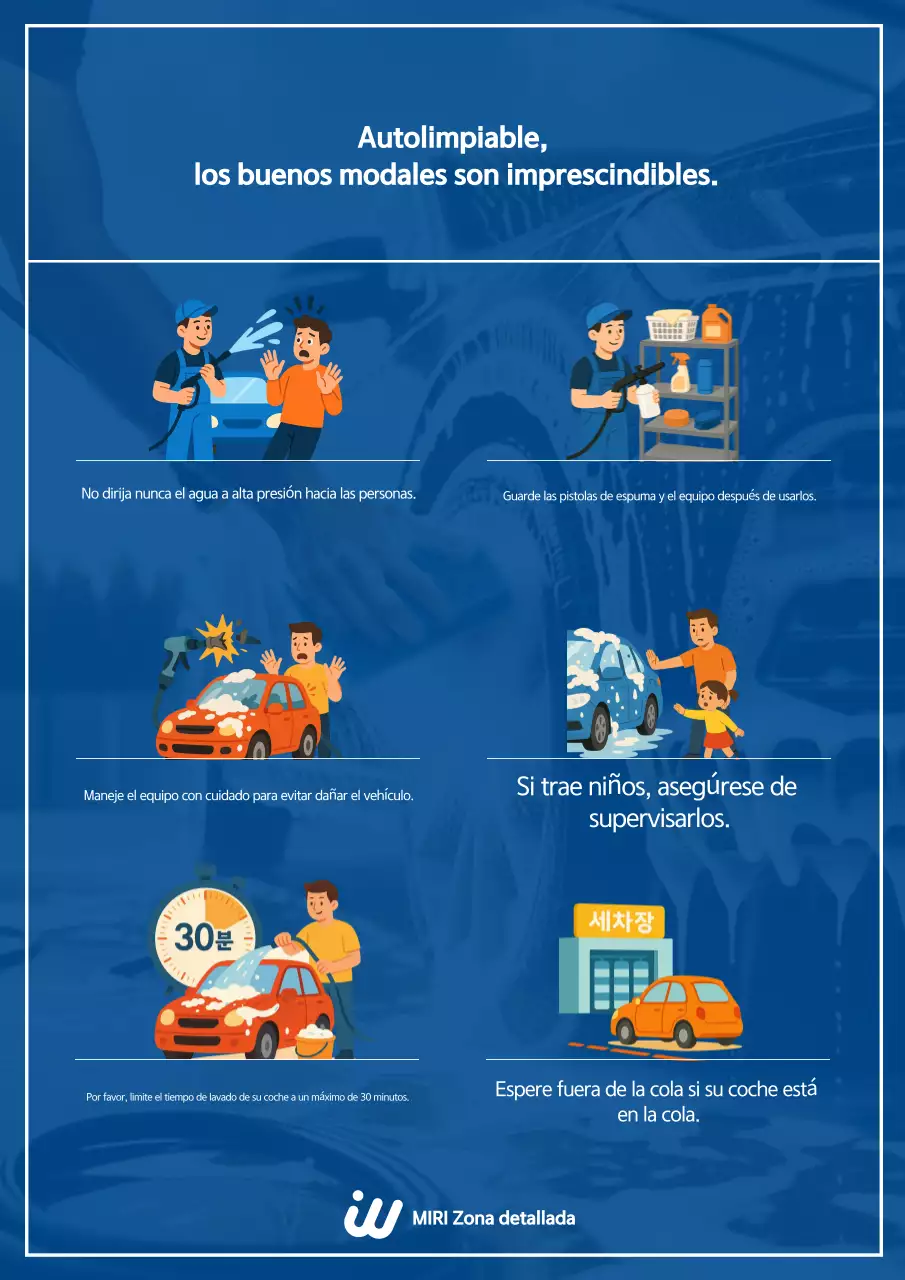 Pautas de seguridad del lavado de autos Blue Clean