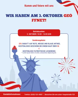 Blauer moderner Instagram-Beitrag zur Feiertagsankündigung