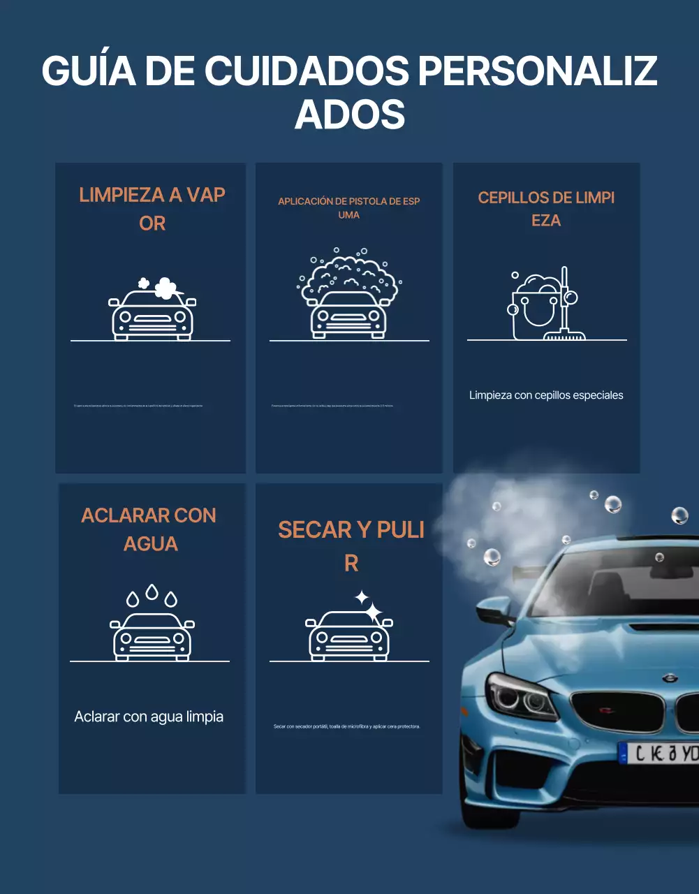 Anuncio de lavado de autos móvil moderno azul