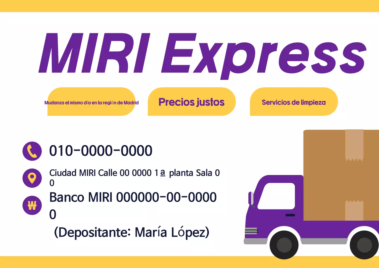 Tarjeta de presentación de promoción de mudanzas