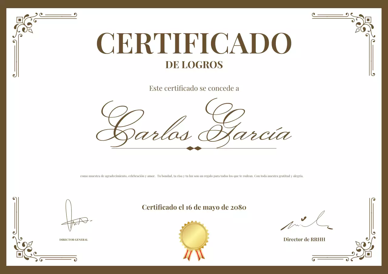 Póster del Certificado de Logro Clásico de Brown
