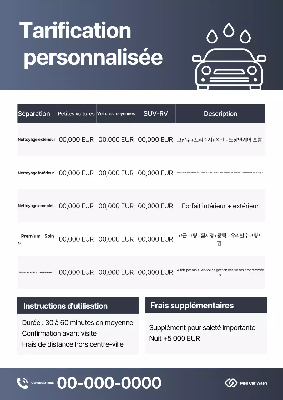 Guide d'entretien de voiture propre et grise