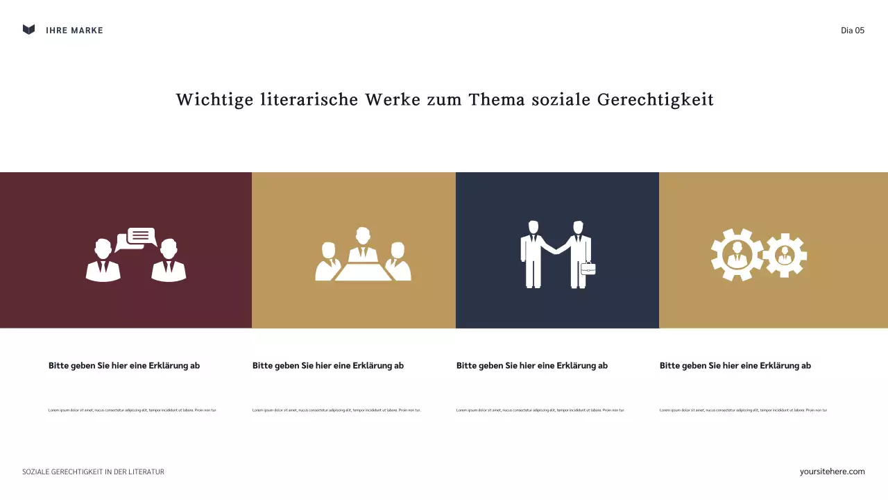 Navy und Maroon: Klassische soziale Gerechtigkeit in der Literatur Präsentation