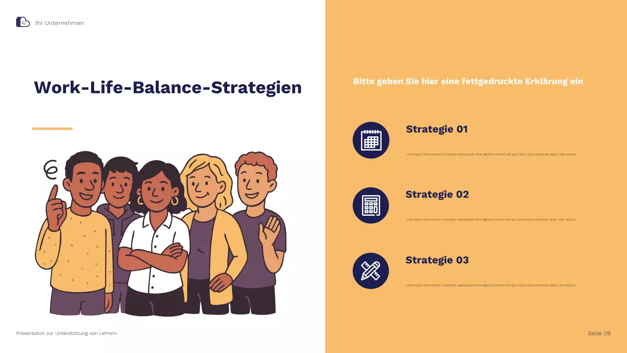 Blau-orange Illustrative Strategien zur Lehrerunterstützung und -bindung Präsentation