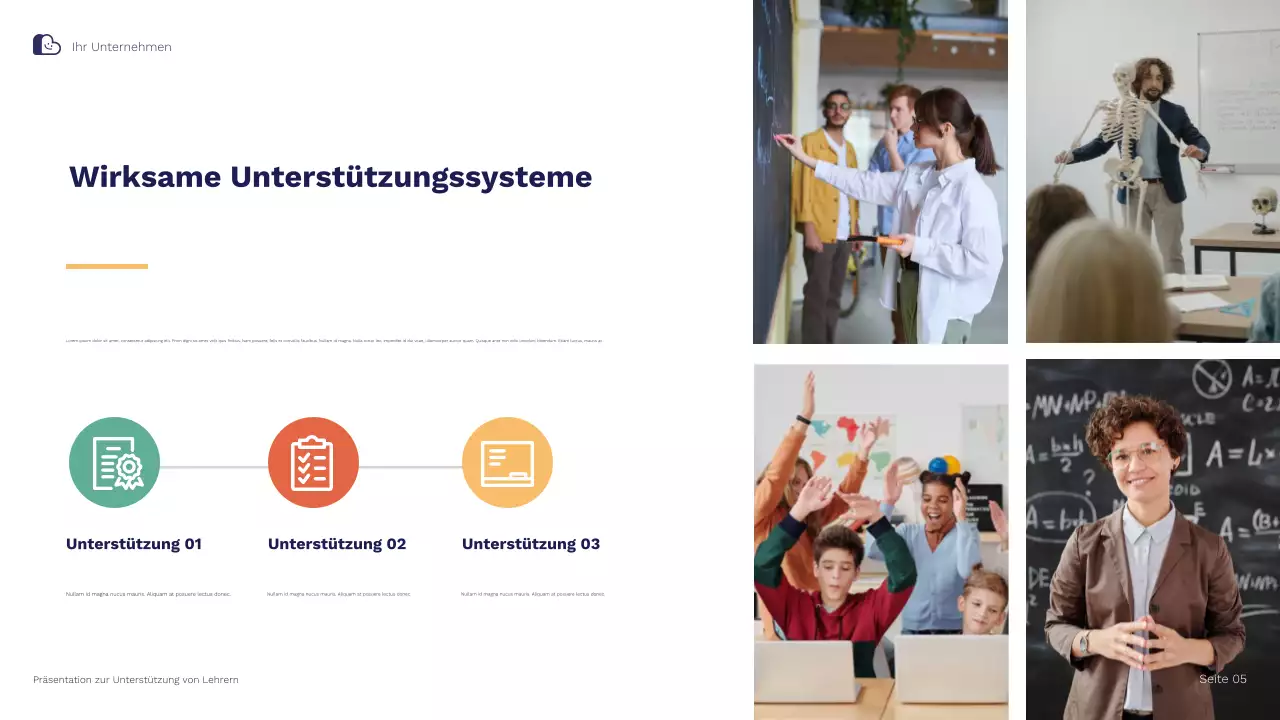 Blau-orange Illustrative Strategien zur Lehrerunterstützung und -bindung Präsentation