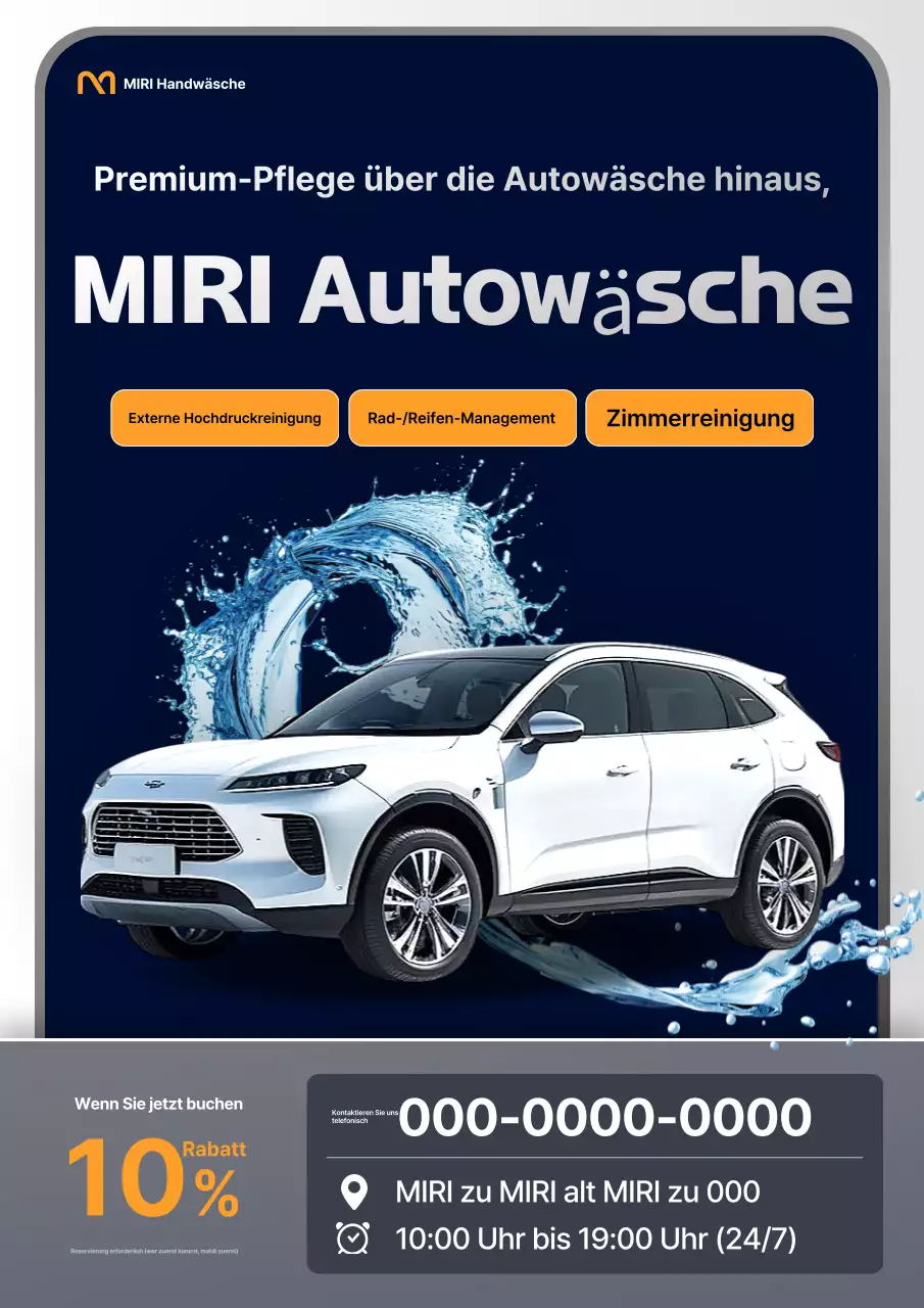 Blaue moderne Autowaschwerbung