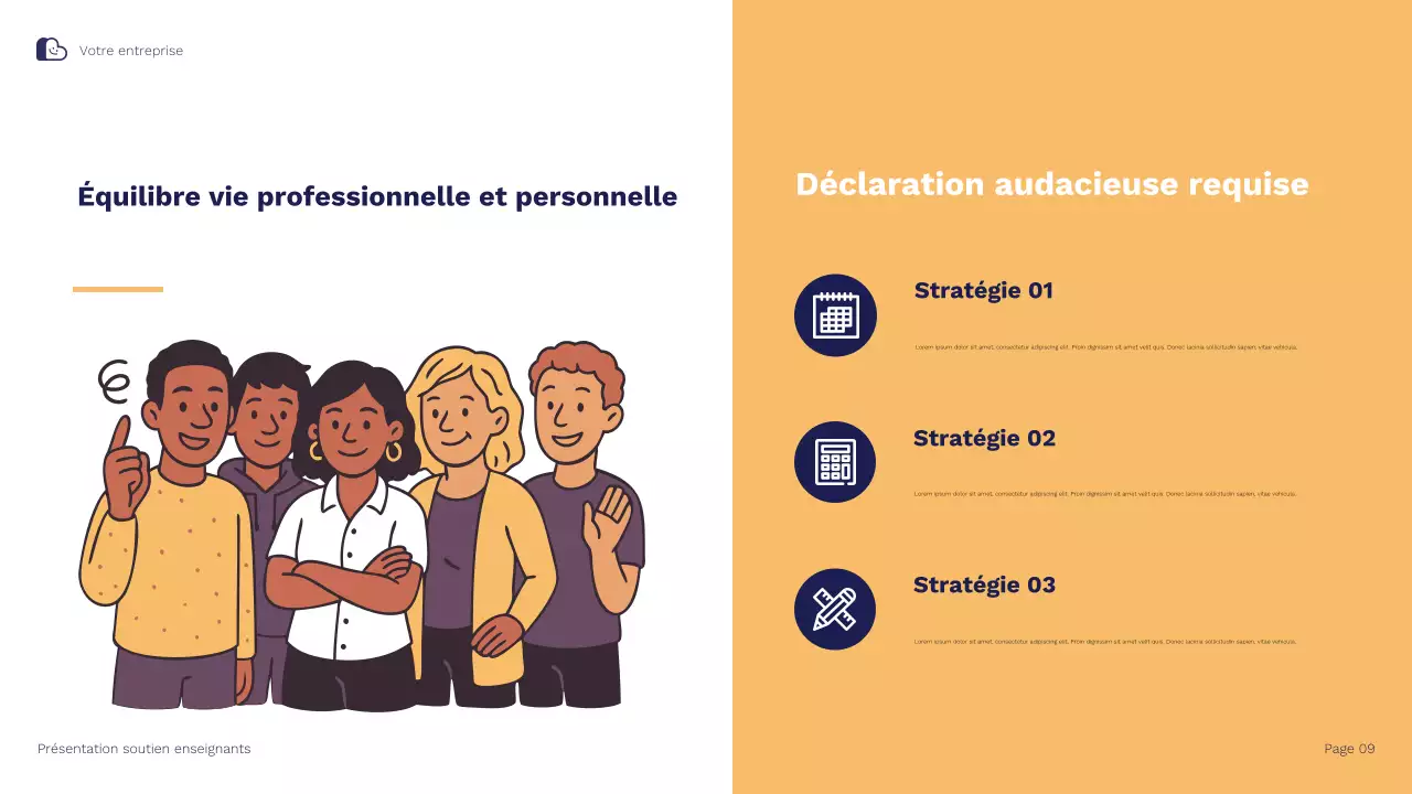 Présentation illustrative de Blue Orange sur les stratégies de soutien et de rétention des enseignants