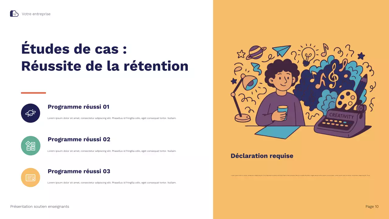 Présentation illustrative de Blue Orange sur les stratégies de soutien et de rétention des enseignants