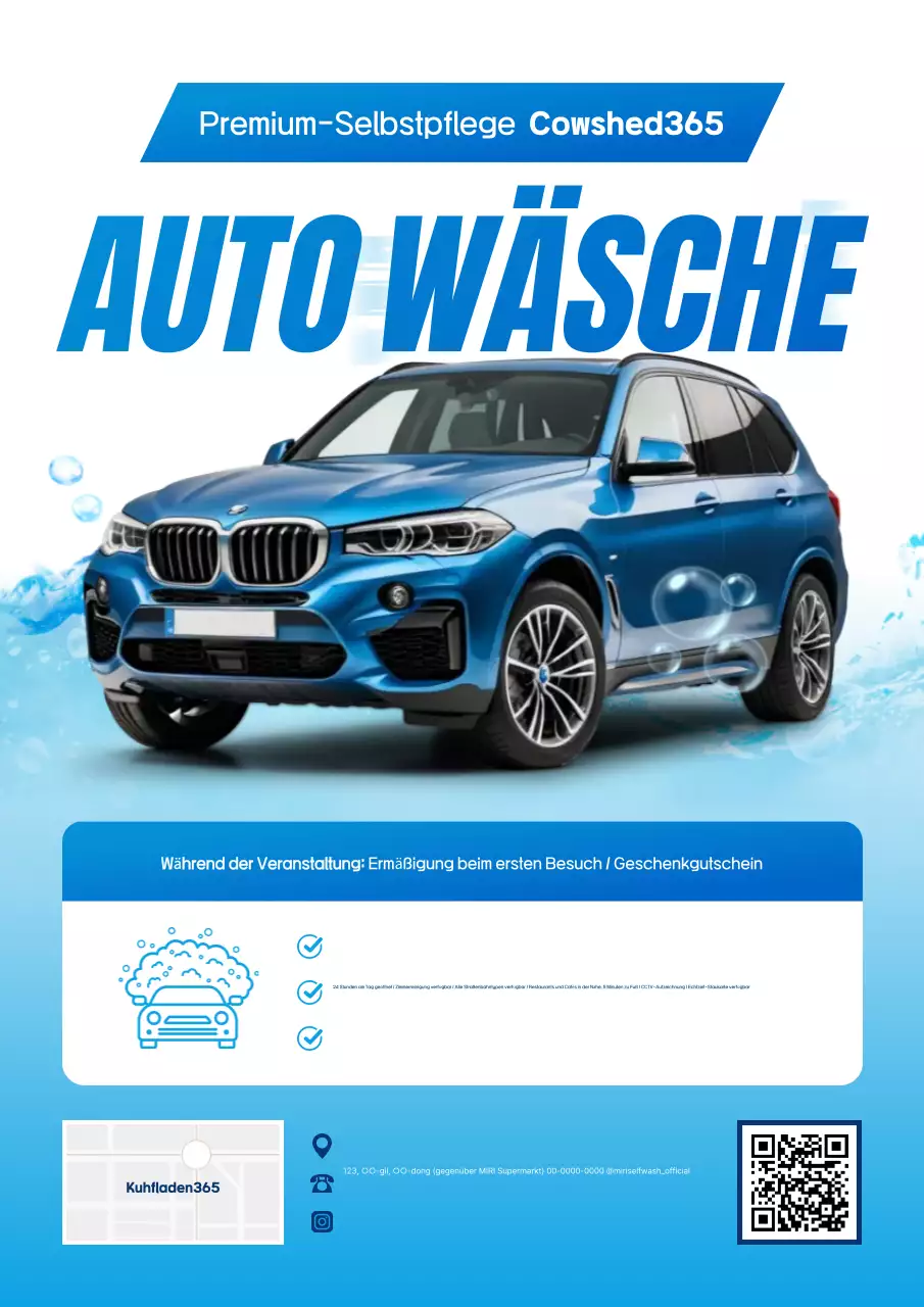Blaue moderne Autowaschwerbung