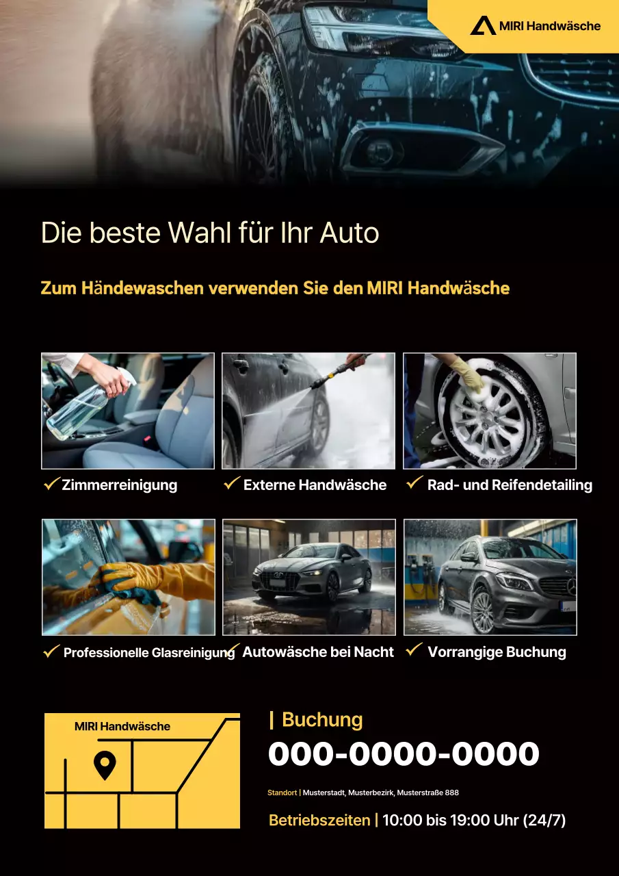 Schwarze moderne Autowaschwerbung